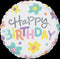 18" ROUND FOIL BDAY RETRO DAISIES